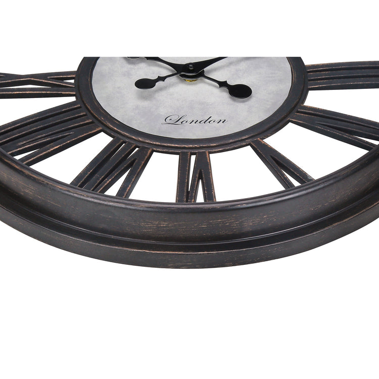 I 9093 - Horloge, 18" Rond, Horloge Murale, Noir Antique, Transitionnel - Simple Boutique