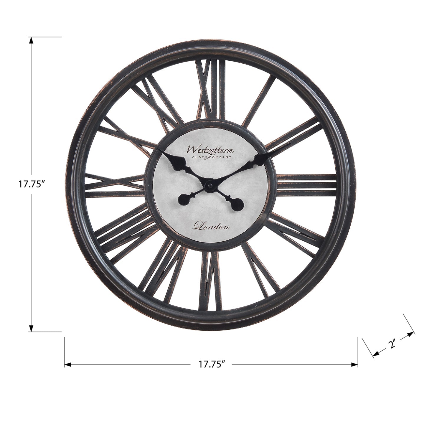 I 9093 - Horloge, 18" Rond, Horloge Murale, Noir Antique, Transitionnel - Simple Boutique