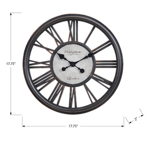 I 9093 - Horloge, 18" Rond, Horloge Murale, Noir Antique, Transitionnel - Simple Boutique