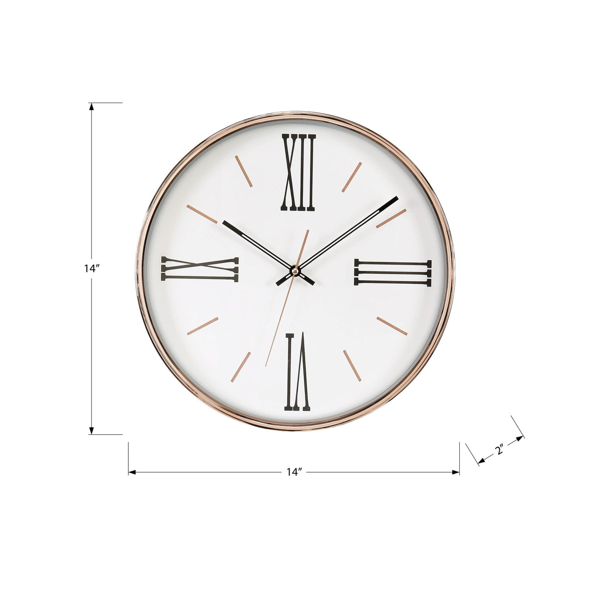 Monarch Specialties I 9094 - Horloge, 14'' Rond, Horloge Murale, Cadre Doré, Transitionnel - Simple Boutique