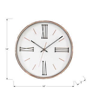 I 9094 - Horloge, 14'' Rond, Horloge Murale, Cadre Doré, Transitionnel - Simple Boutique