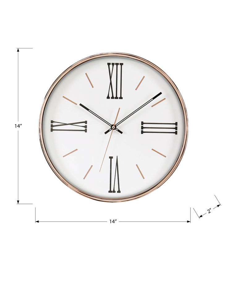 I 9094 - Horloge, 14'' Rond, Horloge Murale, Cadre Doré, Transitionnel - Simple Boutique