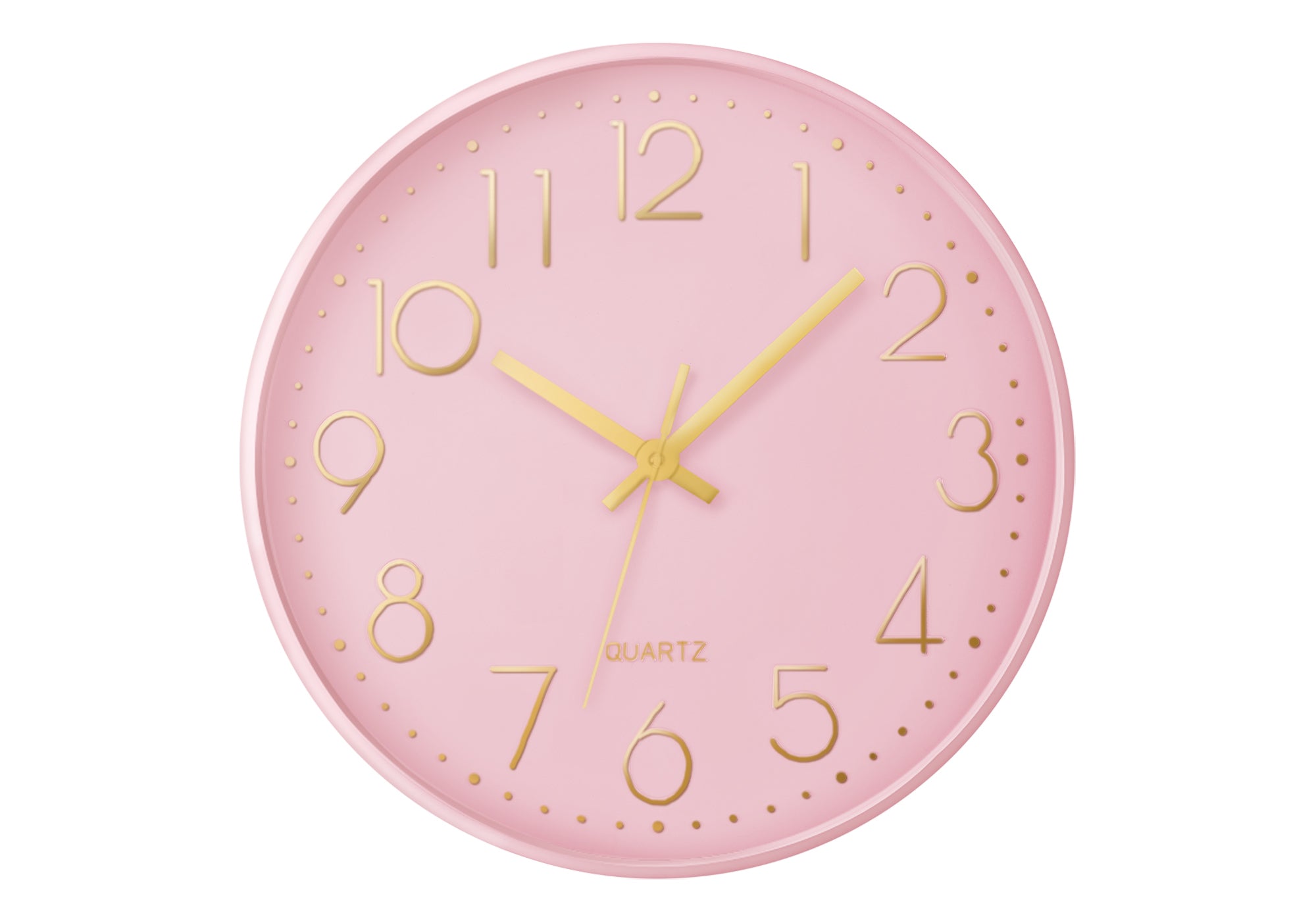I 9108 - Horloge, 12'' Rond, Horloge Murale, Visage Rose, Cadre Rose, Contemporain, Moderne - Simple Boutique