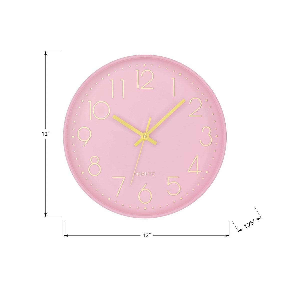 Monarch Specialties I 9108 - Horloge, 12'' Rond, Horloge Murale, Visage Rose, Cadre Rose, Contemporain, Moderne - Simple Boutique