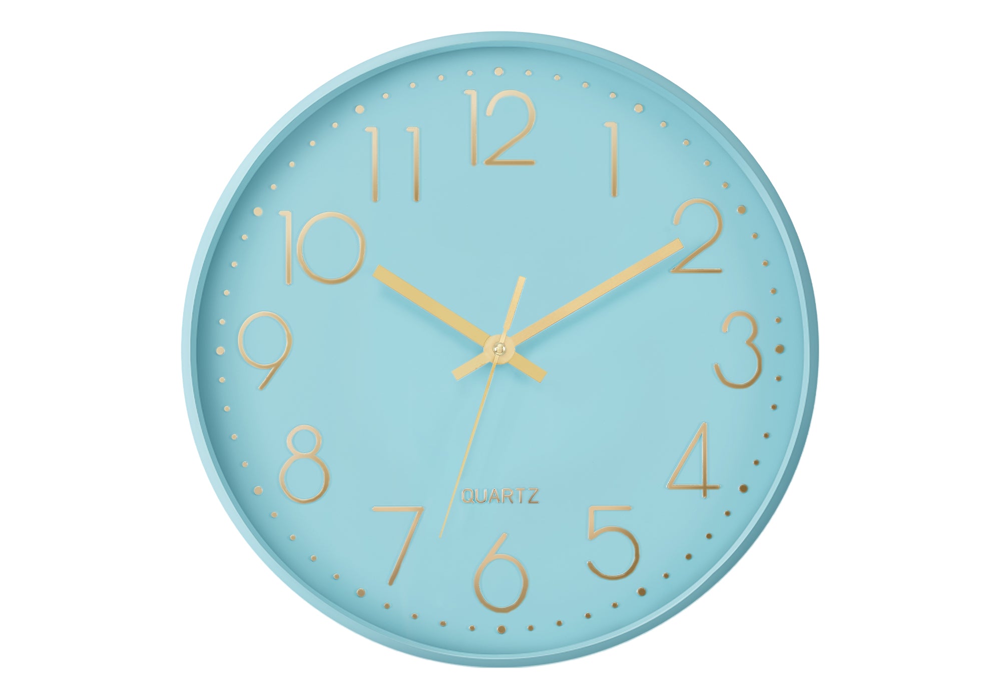 I 9109 - Horloge, 12'' Rond, Horloge Murale, Visage Bleu, Cadre Bleu, Contemporain, Moderne - Simple Boutique
