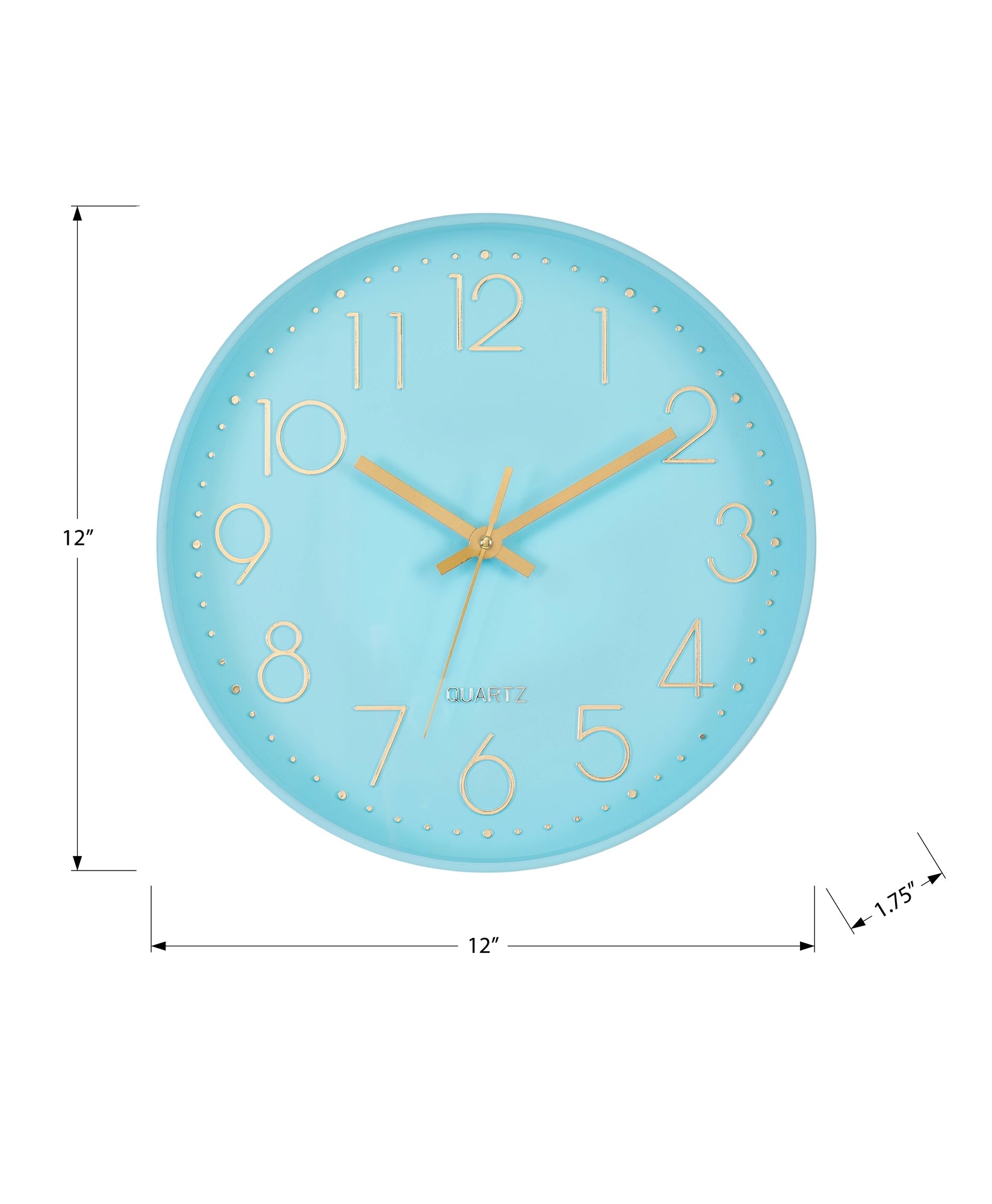 I 9109 - Horloge, 12'' Rond, Horloge Murale, Visage Bleu, Cadre Bleu, Contemporain, Moderne - Simple Boutique
