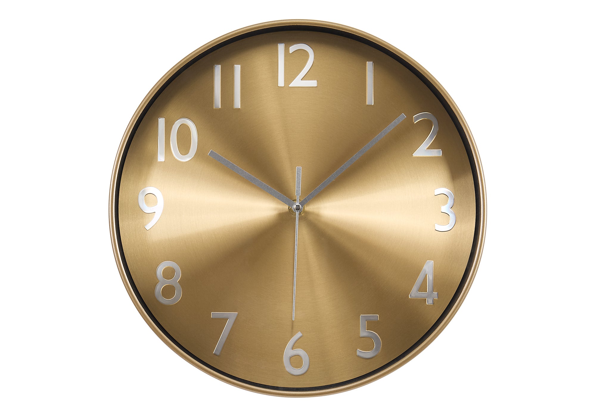 I 9112 - Horloge, 12'' Rond, Horloge Murale, Visage D'or, Cadre Doré, Contemporain, Moderne - Simple Boutique