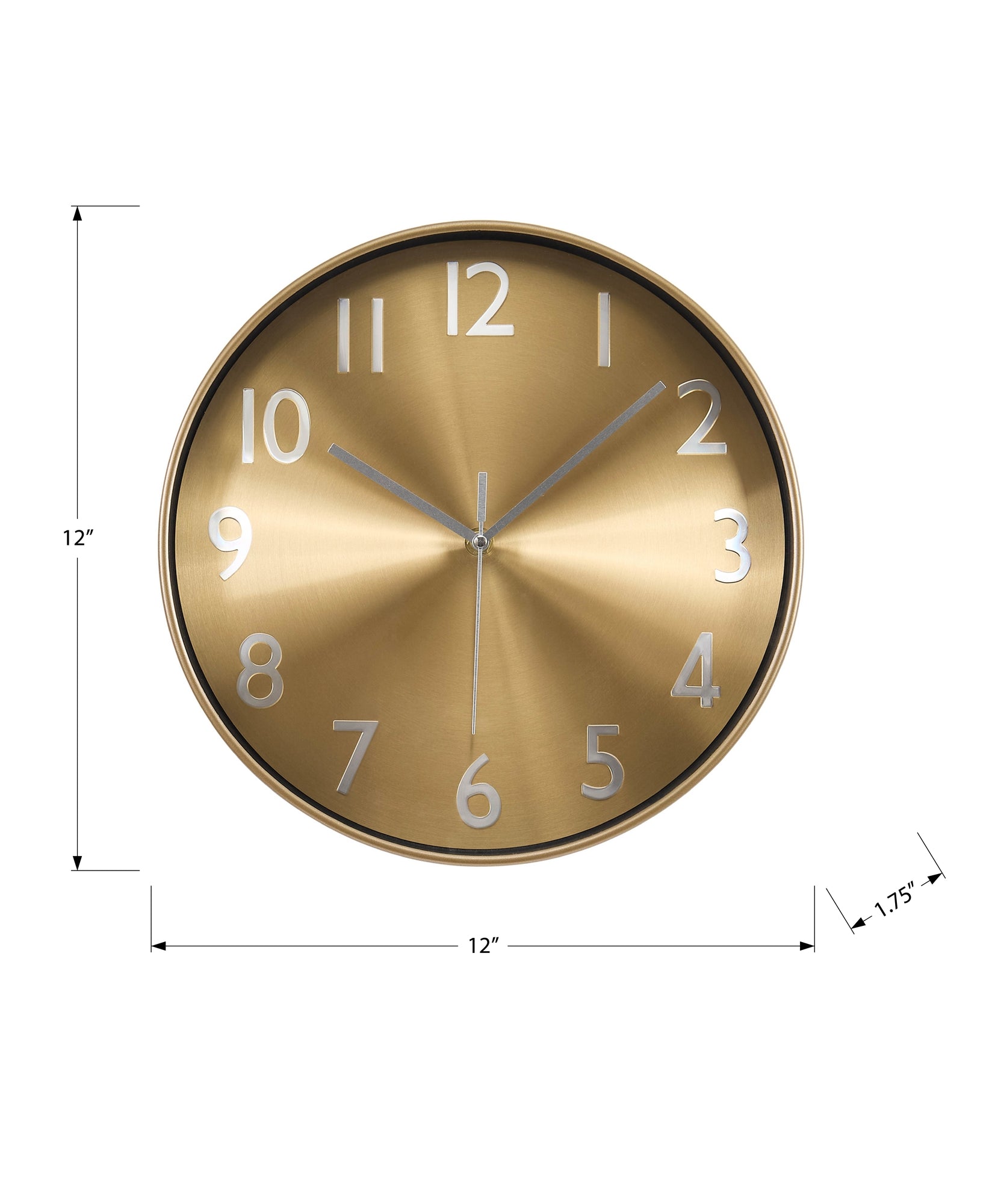 I 9112 - Horloge, 12'' Rond, Horloge Murale, Visage D'or, Cadre Doré, Contemporain, Moderne - Simple Boutique