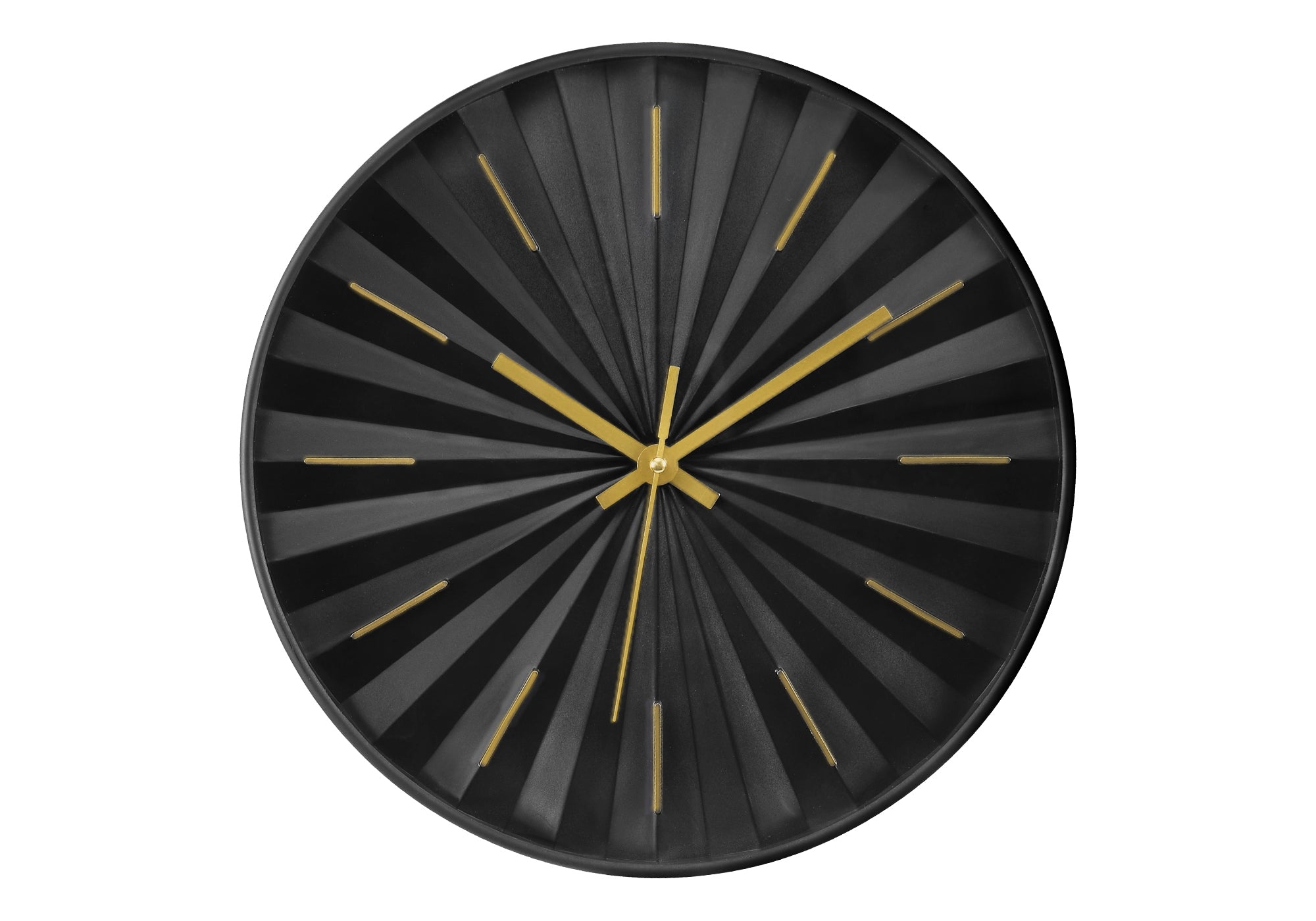 I 9113 - Horloge, 12'' Rond, Horloge Murale, Face Noire, Cadre Noir, Contemporain, Moderne - Simple Boutique
