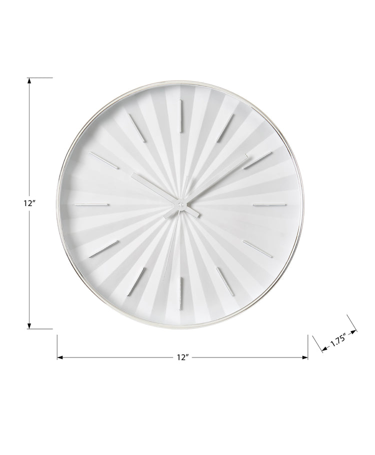 I 9114 - Horloge, 12'' Rond, Horloge Murale, Cadre Blanc, Contemporain, Moderne - Simple Boutique