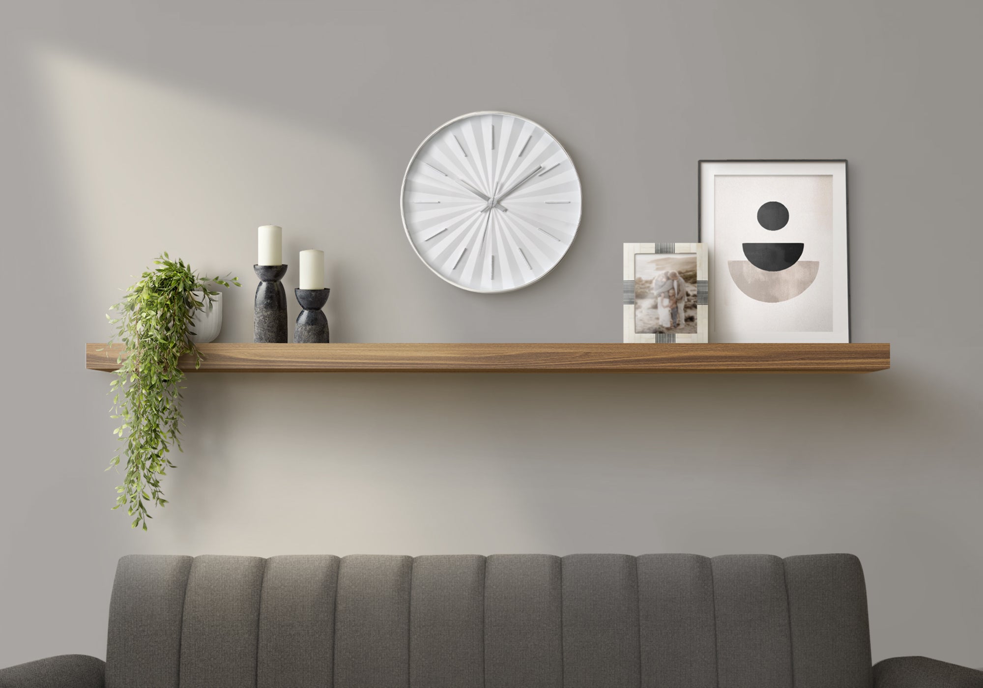 I 9114 - Horloge, 12'' Rond, Horloge Murale, Cadre Blanc, Contemporain, Moderne - Simple Boutique