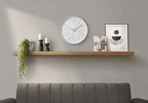 I 9114 - Horloge, 12'' Rond, Horloge Murale, Cadre Blanc, Contemporain, Moderne - Simple Boutique