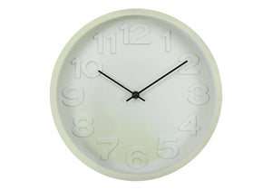 I 9117 - Horloge, 12'' Rond, Juvénile, Horloge Murale, Visage Vert Clair, Cadre Vert, Contemporain, Moderne - Simple Boutique