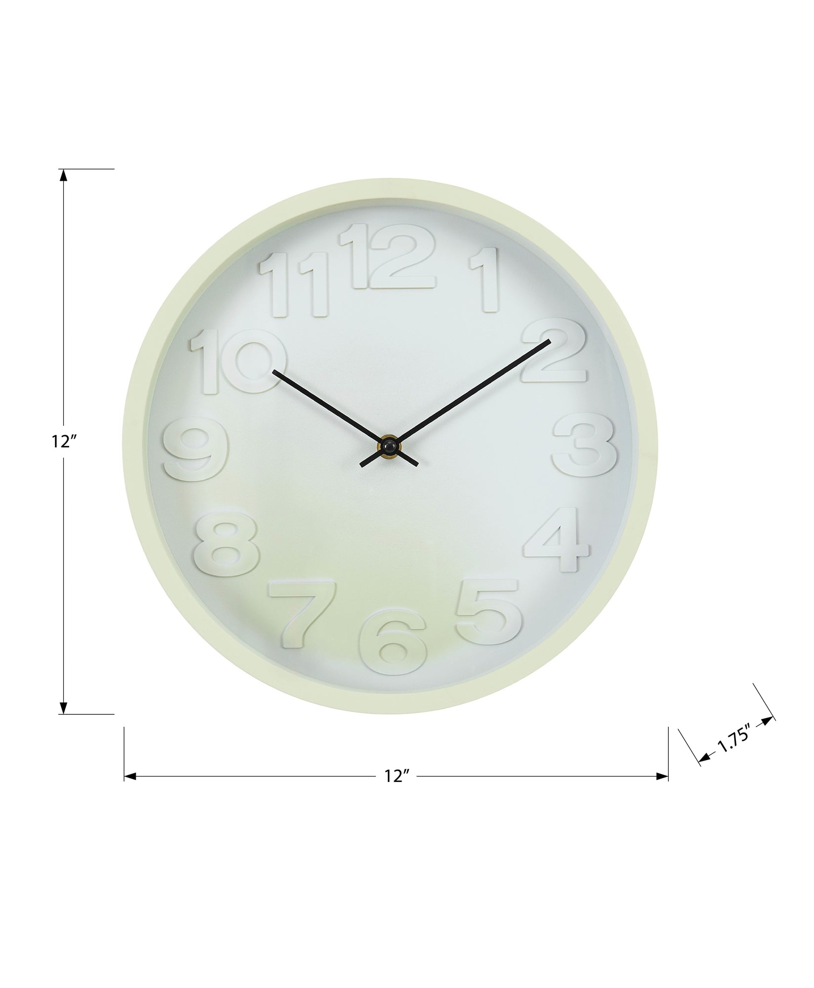 I 9117 - Horloge, 12'' Rond, Juvénile, Horloge Murale, Visage Vert Clair, Cadre Vert, Contemporain, Moderne - Simple Boutique