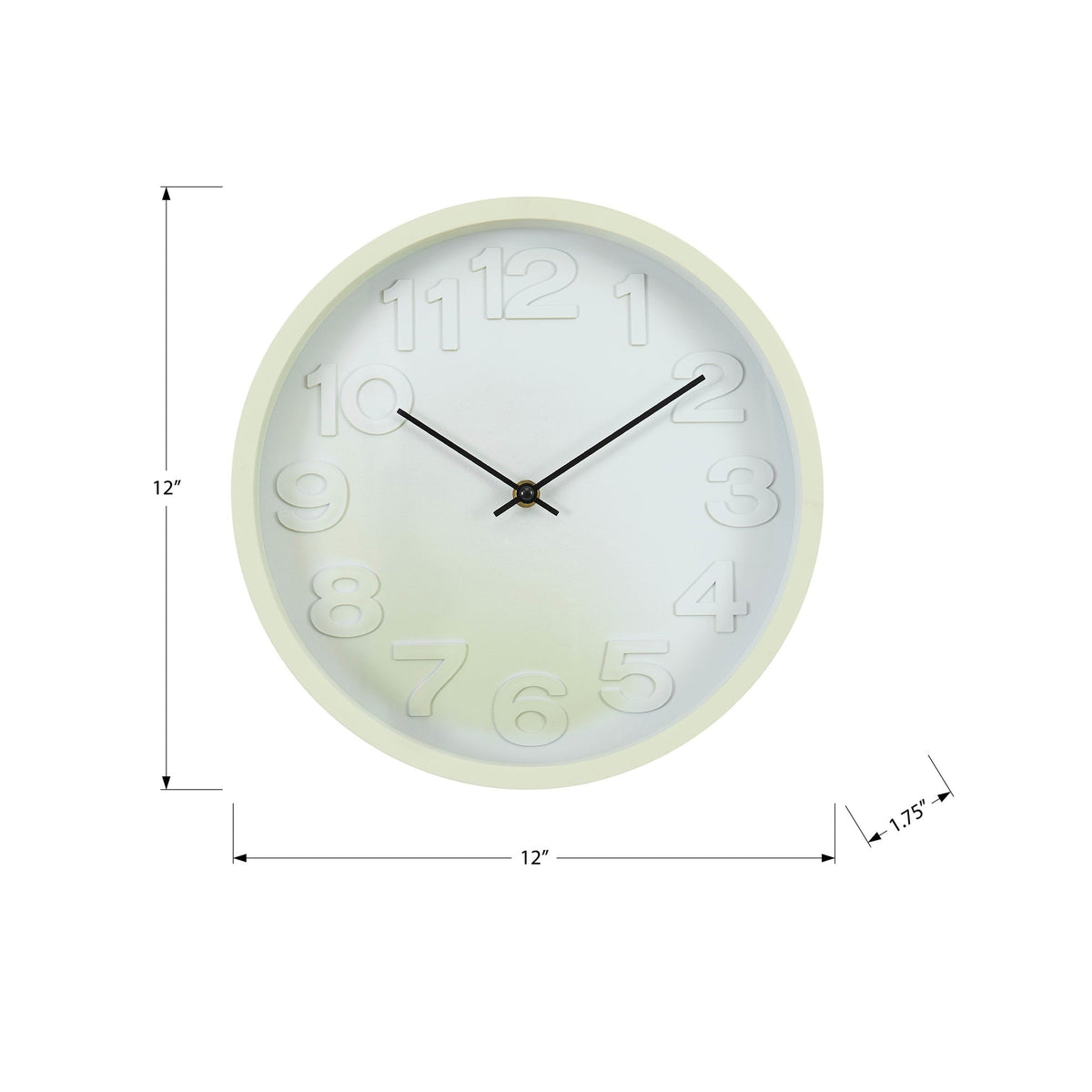 Monarch Specialties I 9117 - Horloge, 12'' Rond, Juvénile, Horloge Murale, Visage Vert Clair, Cadre Vert, Contemporain, Moderne - Simple Boutique