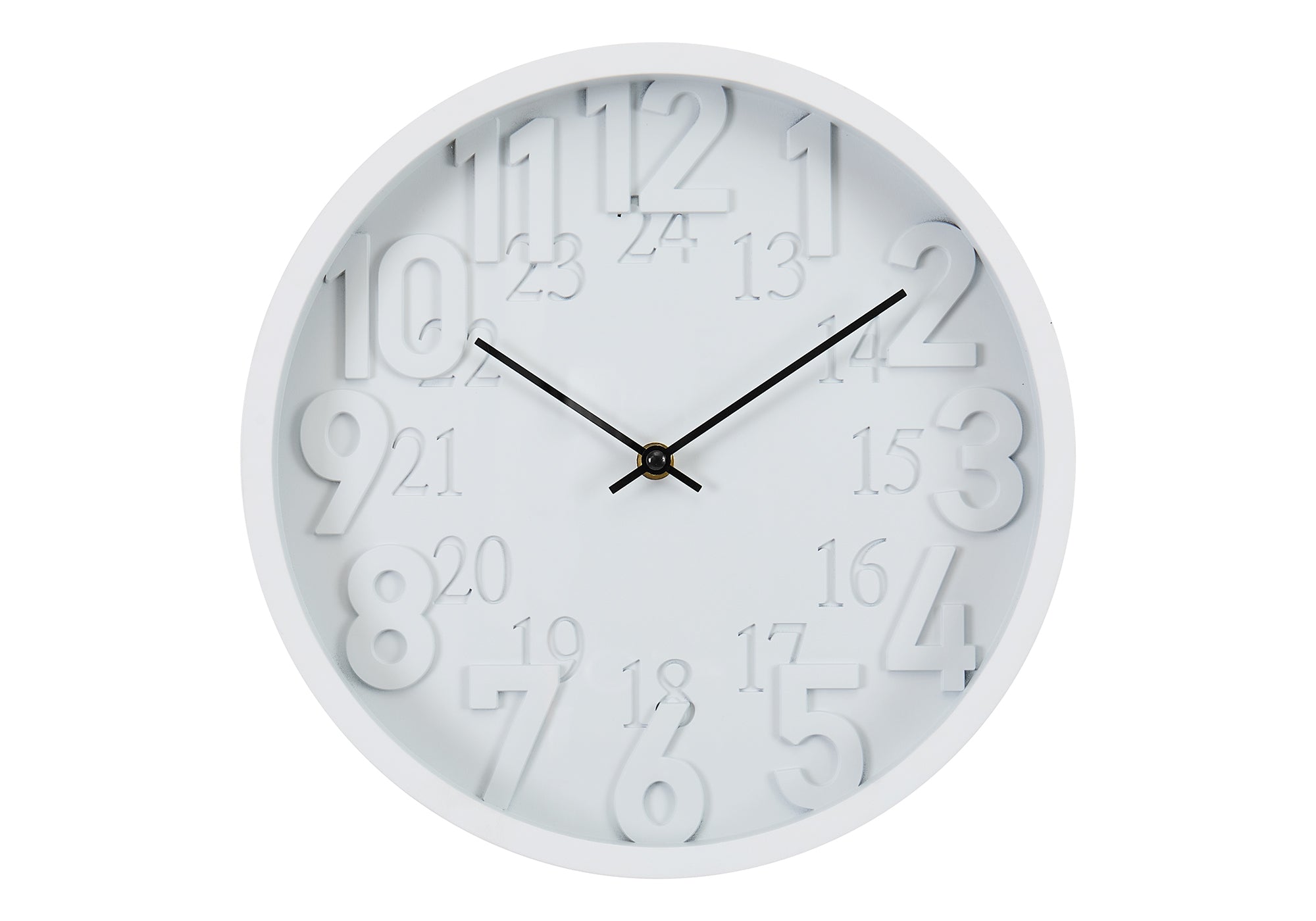 I 9118 - Horloge, 12'' Rond, Horloge Murale, Juvénile, Visage Blanc, Cadre Blanc, Contemporain, Moderne - Simple Boutique