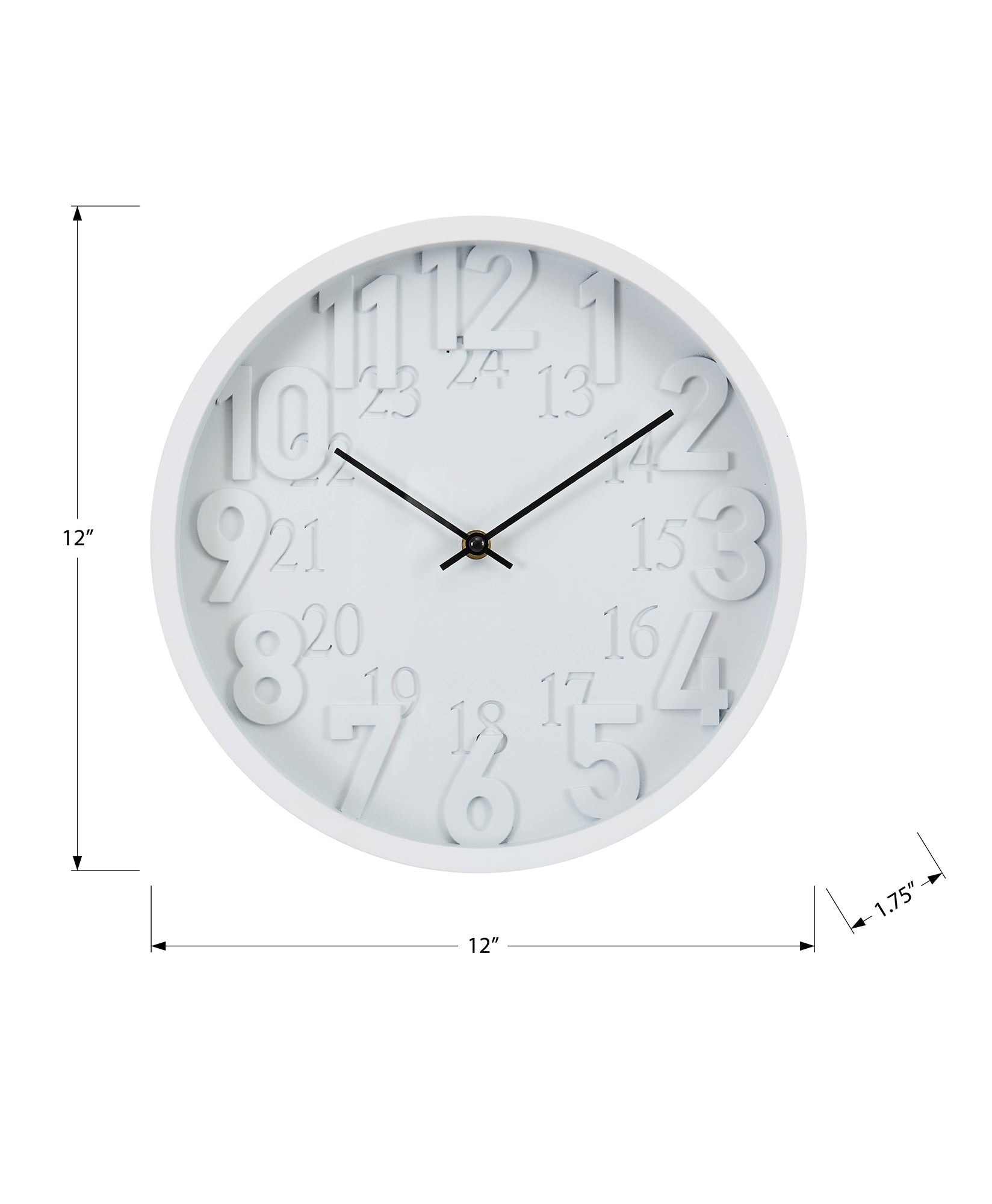 I 9118 - Horloge, 12'' Rond, Horloge Murale, Juvénile, Visage Blanc, Cadre Blanc, Contemporain, Moderne - Simple Boutique