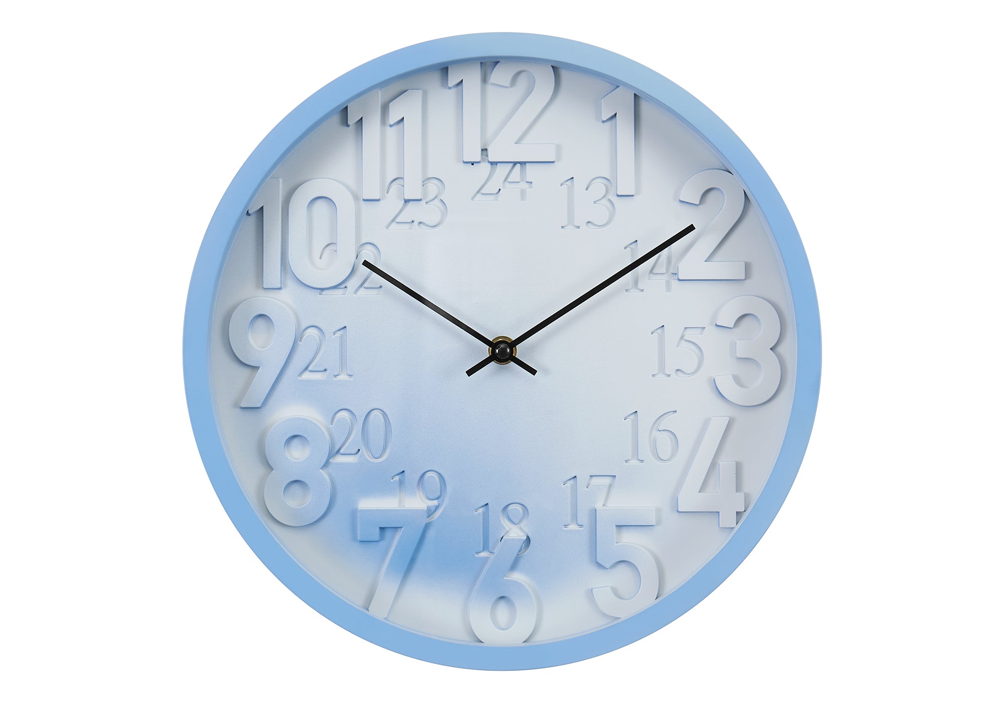 I 9119 - Horloge, 12'' Rond, Horloge Murale, Juvénile, Visage Bleu, Cadre Bleu, Contemporain, Moderne - Simple Boutique