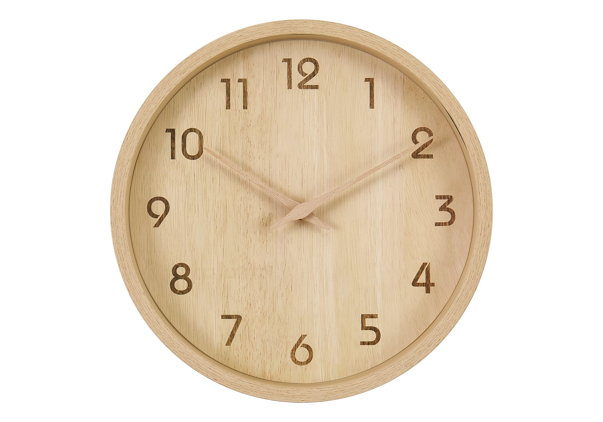 I 9120 - Horloge, 12'' Rond, Juvénile, Horloge Murale, Visage Naturel, Cadre Naturel, Contemporain, Moderne - Simple Boutique