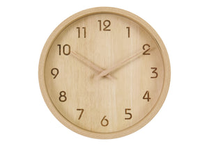I 9120 - Horloge, 12'' Rond, Juvénile, Horloge Murale, Visage Naturel, Cadre Naturel, Contemporain, Moderne - Simple Boutique