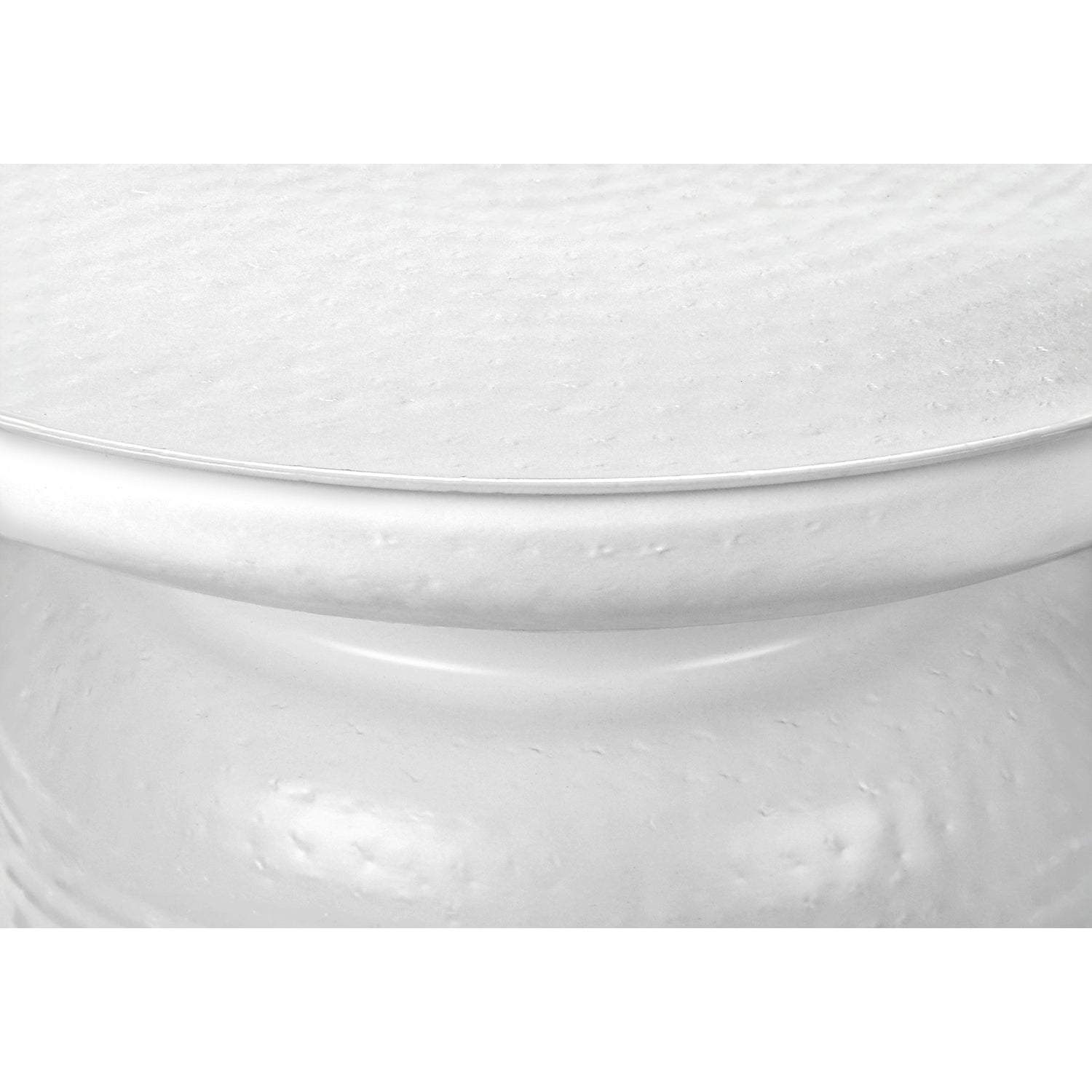 I 9317 - Table D'appoint, Tambour, Côté, Bout, Table De Nuit, Lampe, Salon, Chambre À Coucher, Métal Blanc, Contemporain, Moderne - Simple Boutique