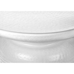I 9317 - Table D'appoint, Tambour, Côté, Bout, Table De Nuit, Lampe, Salon, Chambre À Coucher, Métal Blanc, Contemporain, Moderne - Simple Boutique