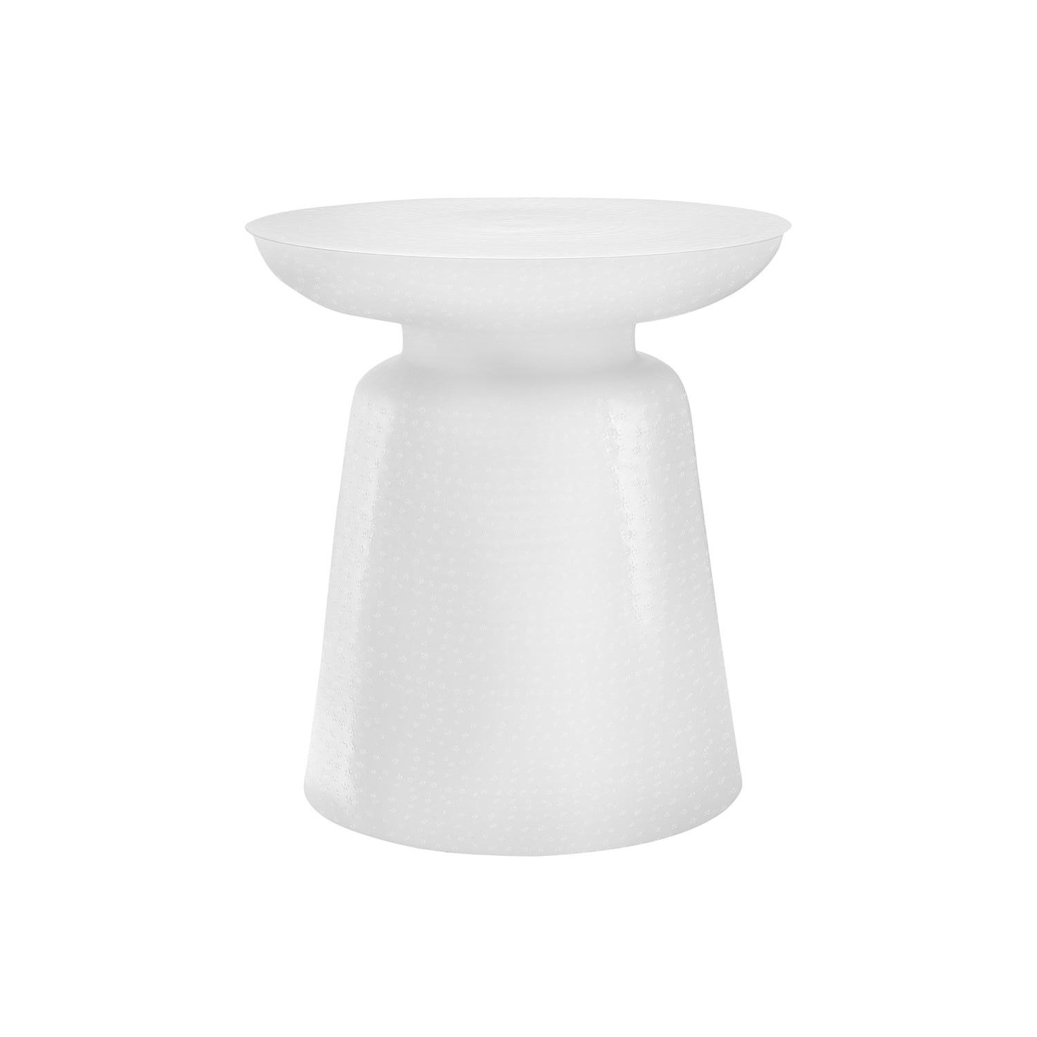 I 9317 - Table D'appoint, Tambour, Côté, Bout, Table De Nuit, Lampe, Salon, Chambre À Coucher, Métal Blanc, Contemporain, Moderne - Simple Boutique
