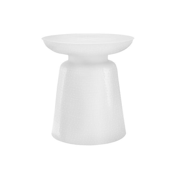 I 9317 - Table D'appoint, Tambour, Côté, Bout, Table De Nuit, Lampe, Salon, Chambre À Coucher, Métal Blanc, Contemporain, Moderne - Simple Boutique