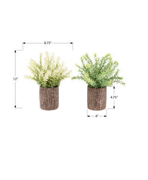 I 9360 - Plante Artificielle, Ensemble De 2, 12'' De Haut, Herbe De Mûrier, Table, Pots En Ciment Brun, Contemporain, Moderne - Simple Boutique