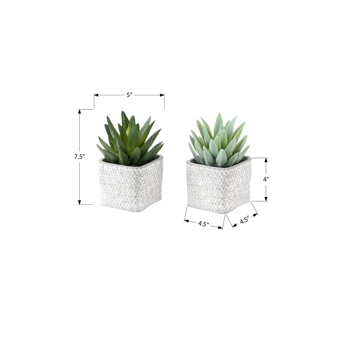 Monarch Specialties I 9363 - Plante Artificielle, Ensemble De 2, 8'' De Haut, Succulent, Table, Pots En Ciment Gris, Contemporain, Moderne - Simple Boutique