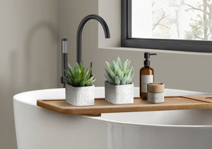 I 9363 - Plante Artificielle, Ensemble De 2, 8'' De Haut, Succulent, Table, Pots En Ciment Gris, Contemporain, Moderne - Simple Boutique