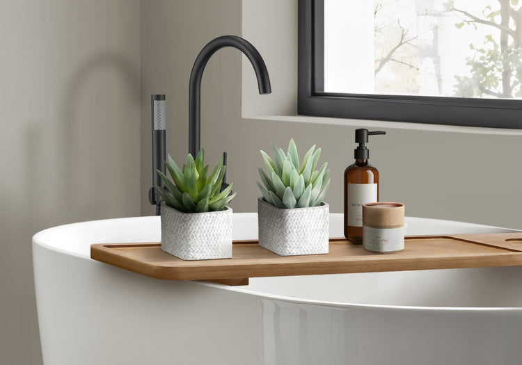 I 9363 - Plante Artificielle, Ensemble De 2, 8'' De Haut, Succulent, Table, Pots En Ciment Gris, Contemporain, Moderne - Simple Boutique