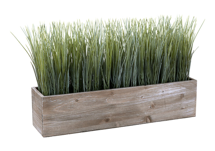 I 9374 - Plante Artificielle, 12'' De Haut, Gazon, Table, Pot En Bois Brun, Contemporain, Moderne - Simple Boutique