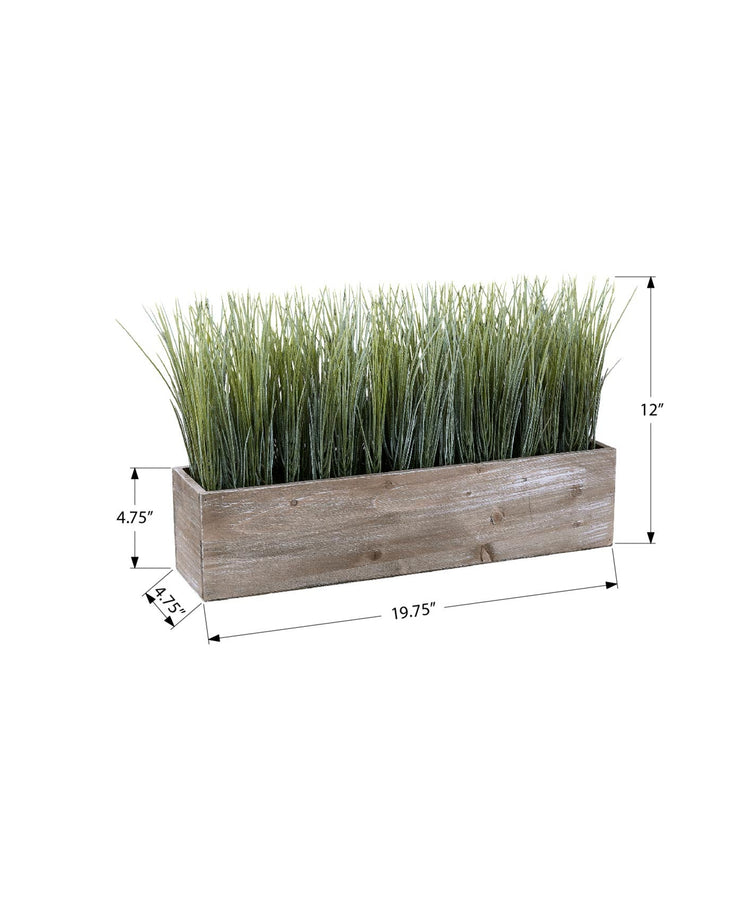 I 9374 - Plante Artificielle, 12'' De Haut, Gazon, Table, Pot En Bois Brun, Contemporain, Moderne - Simple Boutique