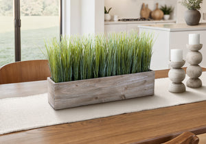 I 9374 - Plante Artificielle, 12'' De Haut, Gazon, Table, Pot En Bois Brun, Contemporain, Moderne - Simple Boutique