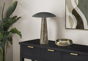 I 9400 - Luminaire, 15''H, Led, Lampe De Table, Résine Grise, Métal Noir, Contemporain - Simple Boutique