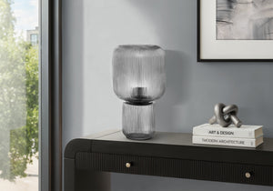 I 9407 - Luminaire, 15''H, Lampe De Table, Verre Transparent, Contemporain - Simple Boutique