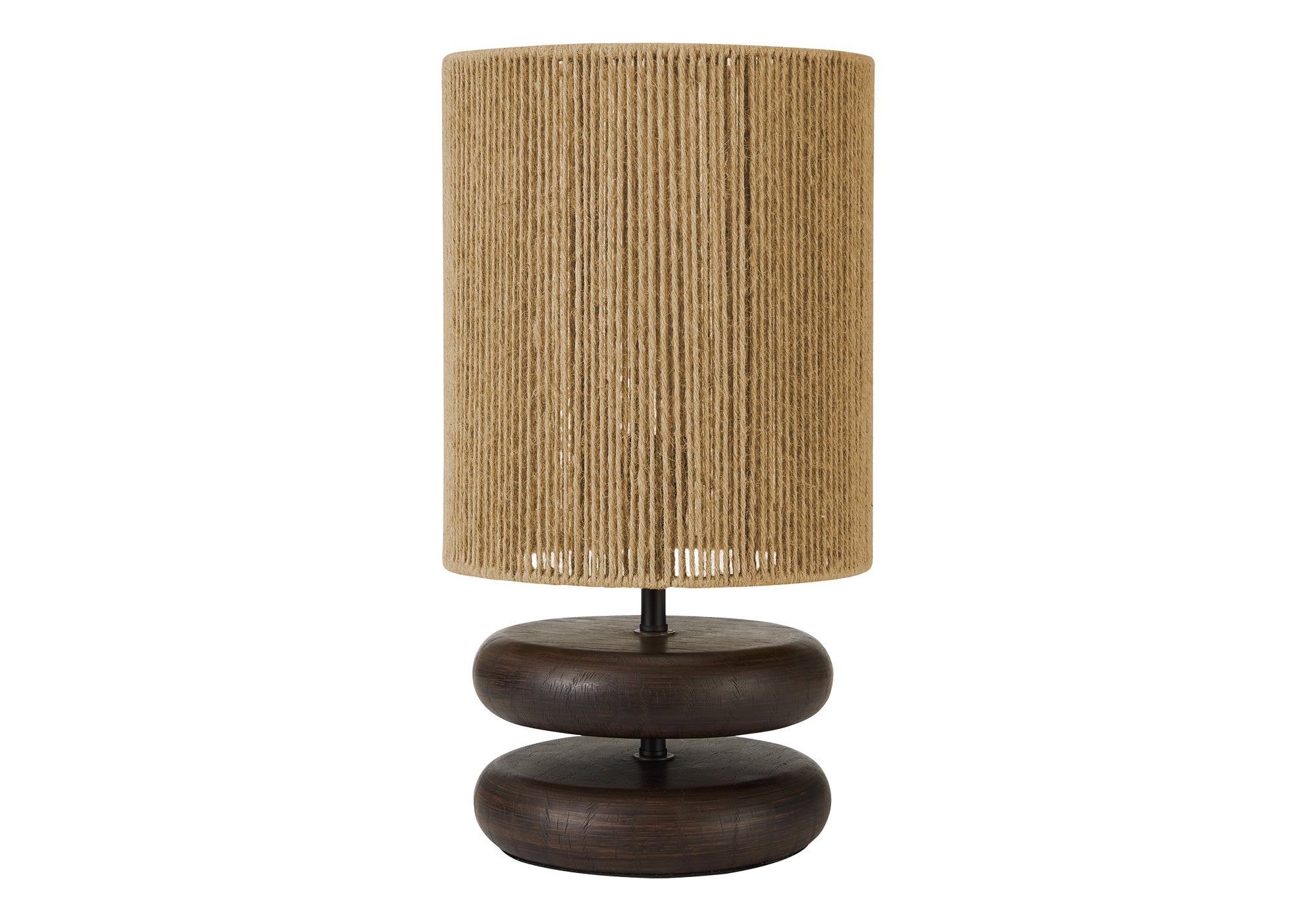 I 9411 - Luminaire, 19''H, Lampe De Table, Résine Brune, Abat-jour En Corde Beige, Contemporain - Simple Boutique
