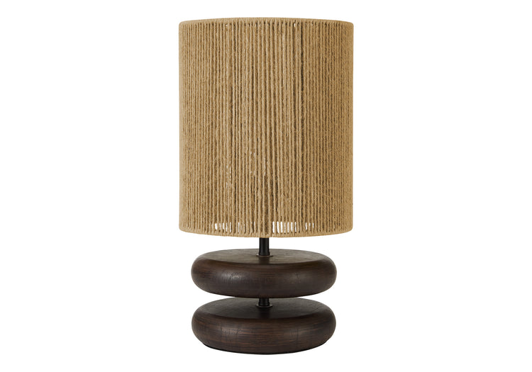I 9411 - Luminaire, 19''H, Lampe De Table, Résine Brune, Abat-jour En Corde Beige, Contemporain - Simple Boutique