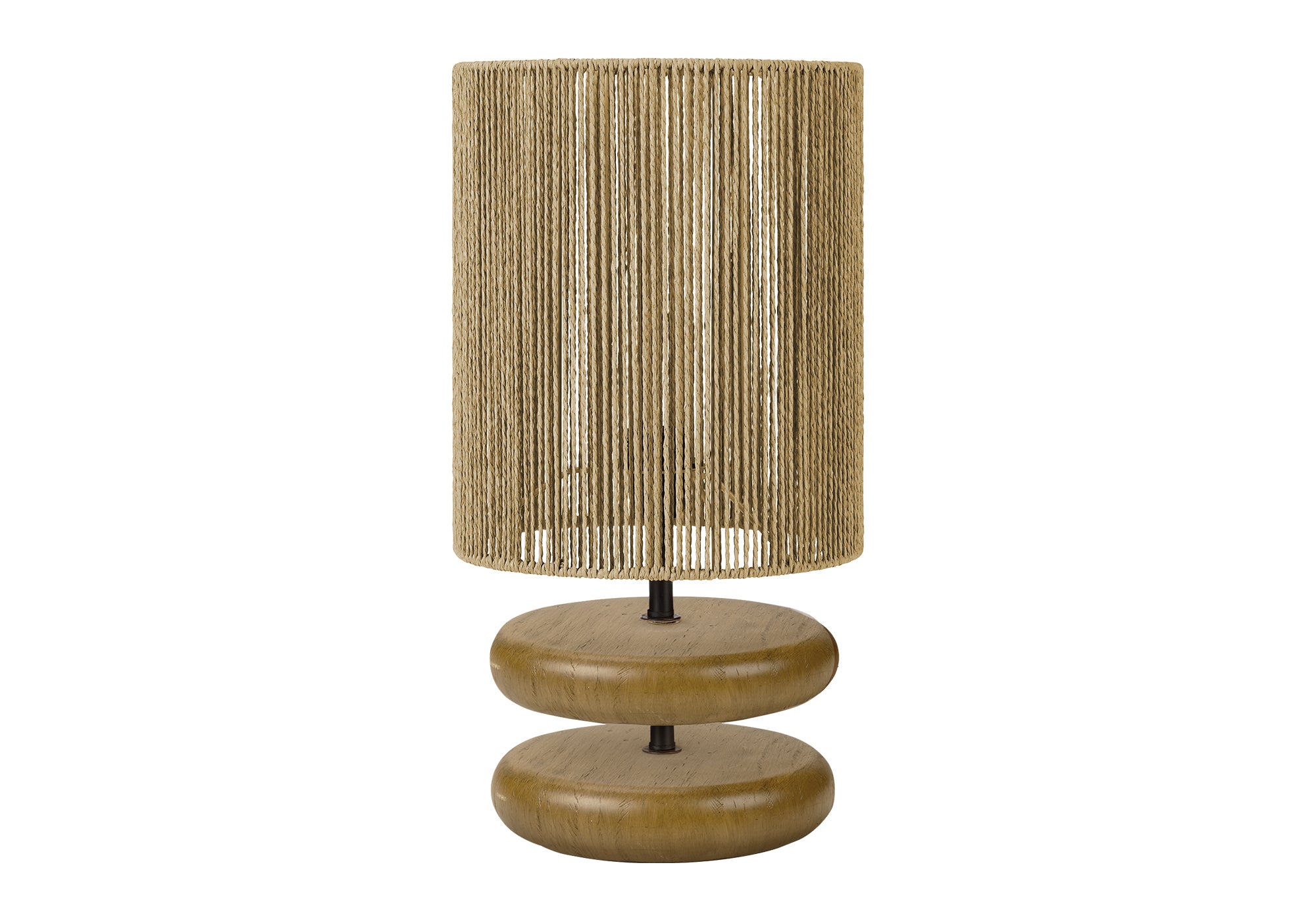 I 9412 - Luminaire, 19''H, Lampe De Table, Résine Marron Clair, Abat-jour En Corde Beige, Contemporain - Simple Boutique