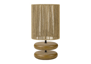 I 9412 - Luminaire, 19''H, Lampe De Table, Résine Marron Clair, Abat-jour En Corde Beige, Contemporain - Simple Boutique