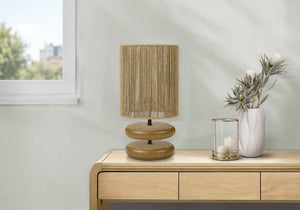 I 9412 - Luminaire, 19''H, Lampe De Table, Résine Marron Clair, Abat-jour En Corde Beige, Contemporain - Simple Boutique