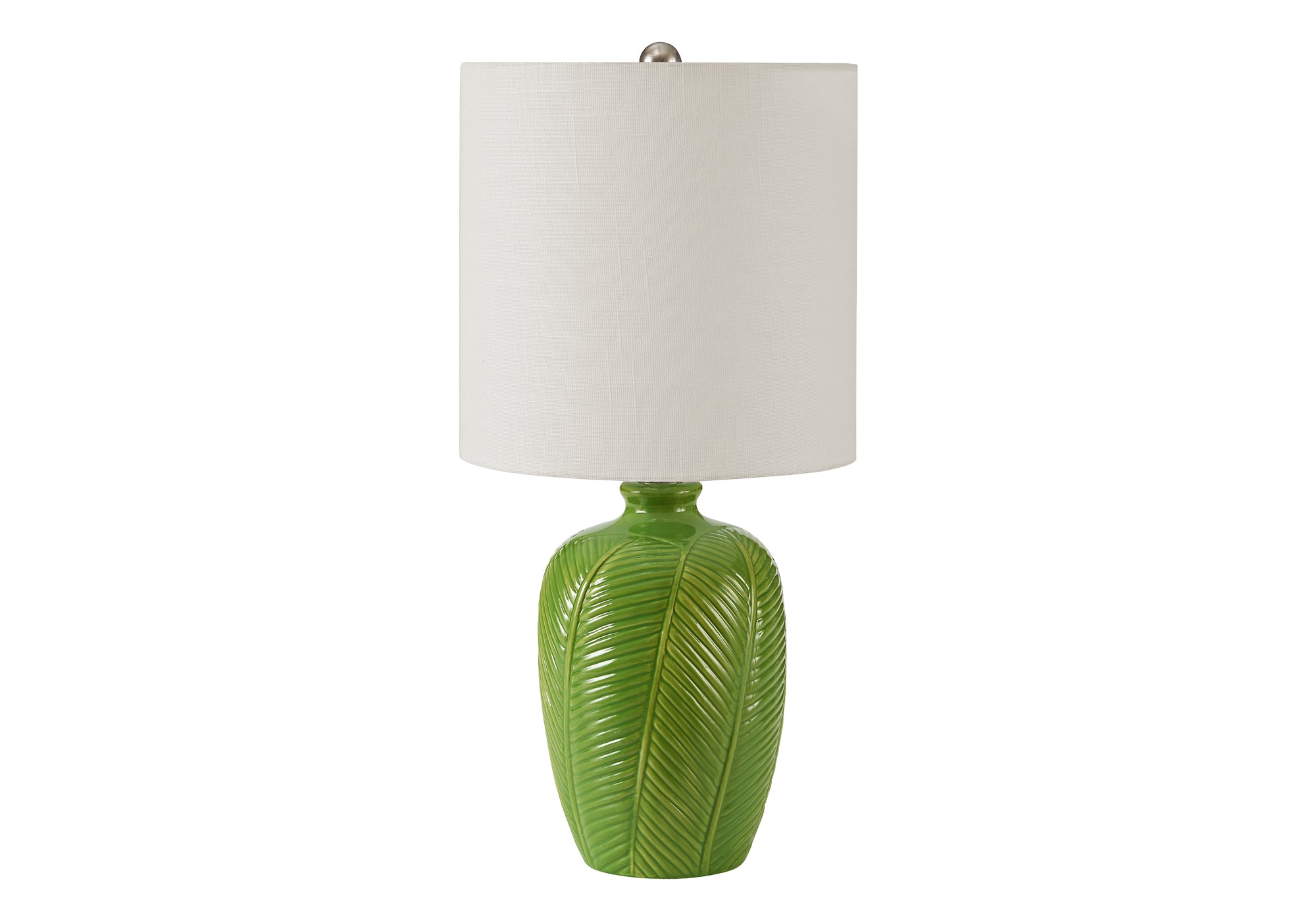 I 9413 - Luminaire, 19''H, Lampe De Table, Céramique Verte, Abat-jour Blanc, Contemporain - Simple Boutique