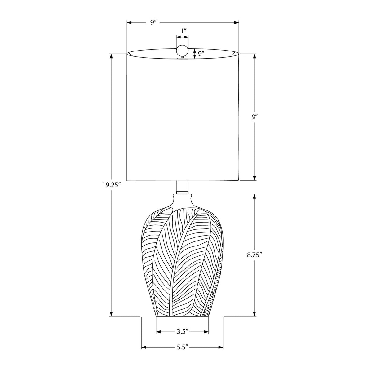 Monarch Specialties I 9413 - Luminaire, 19''H, Lampe De Table, Céramique Verte, Abat-jour Blanc, Contemporain - Simple Boutique