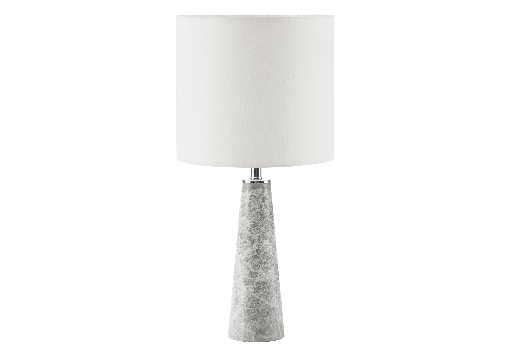 I 9414 - Luminaire, 22''H, Lampe De Table, Marbre Gris, Abat-jour Blanc, Contemporain - Simple Boutique