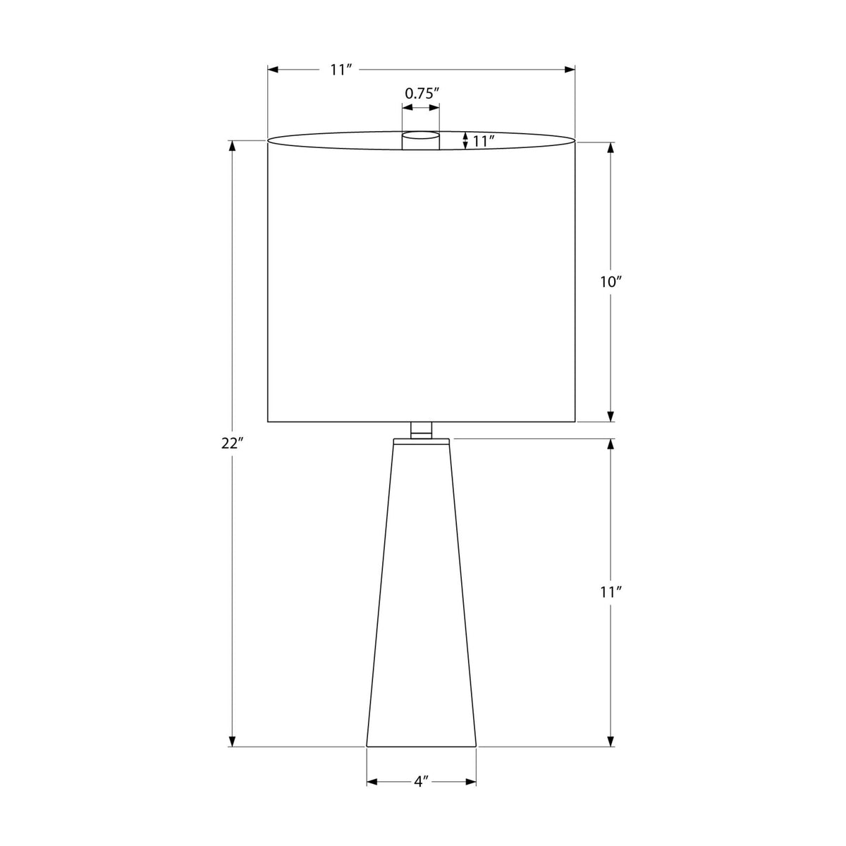 Monarch Specialties I 9414 - Luminaire, 22''H, Lampe De Table, Marbre Gris, Abat-jour Blanc, Contemporain - Simple Boutique