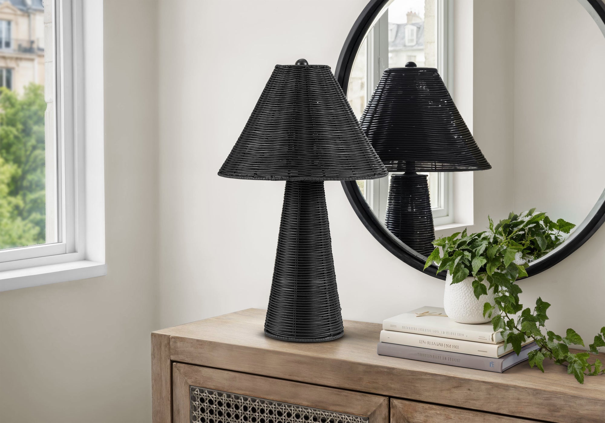 I 9415 - Luminaire, Rotin Noir, Contemporain - Simple Boutique