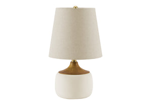 I 9419 - Luminaire, 19''H, Lampe De Table, Céramique Beige, Abat-jour Beige, Contemporain - Simple Boutique