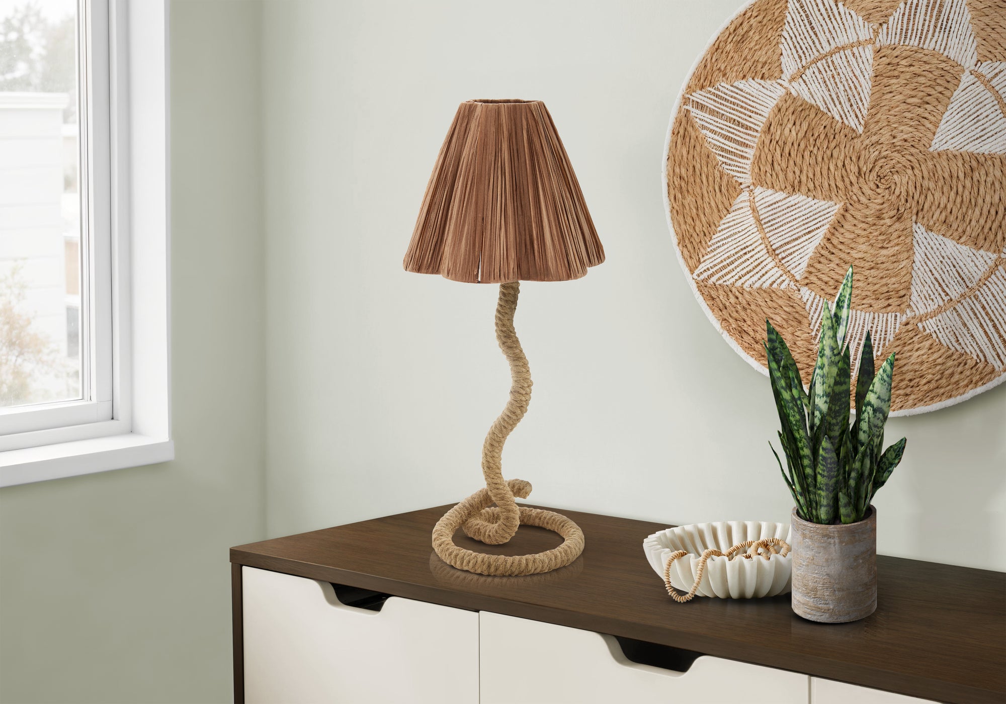 I 9422 - Luminaire, 22''H, Lampe De Table, Cordage Brun, , Boho Classique - Simple Boutique