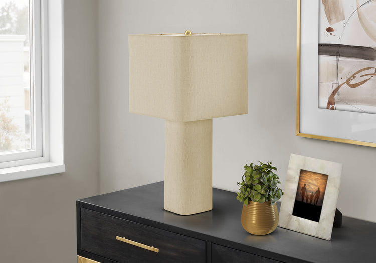 I 9423 - Luminaire, 24''H, Lampe De Table, Lin Naturel, Contemporain - Simple Boutique